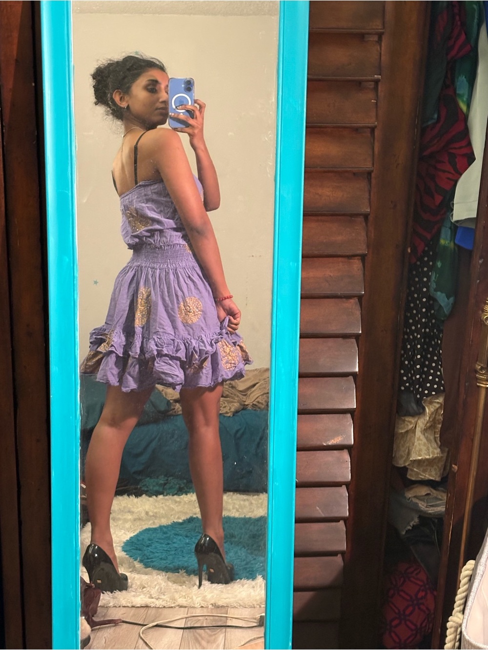 Strapless Lavender Ruffle Mini Dress - Picture 3 of 4
